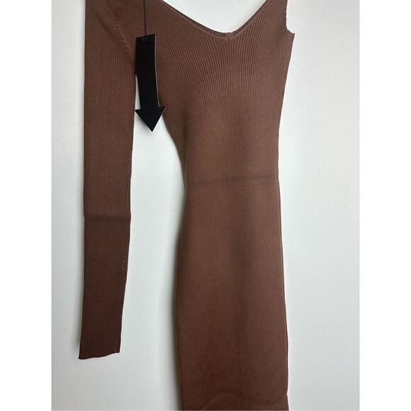 Brown one shoulder midi dress - Picture 9 of 9